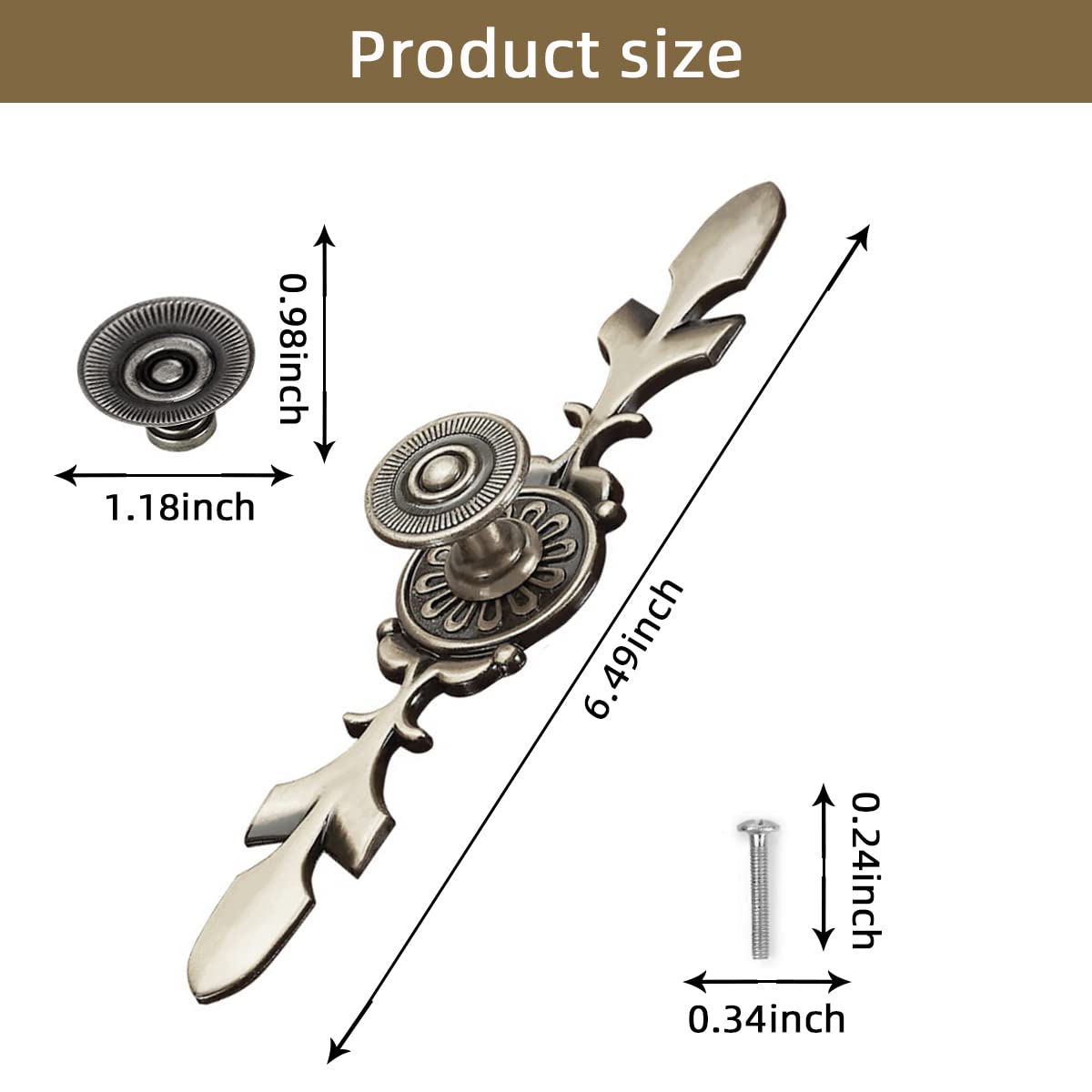 HASTHIP Antique Drawer Handle, 6.5inch with Screws- Bronze HASTHIP Antique Drawer Handle, 6.5inch with Screws- Bronze